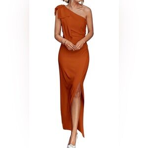Chic One-Shoulder Orange Dress